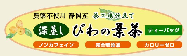 農薬不使用 静岡産 茶工場仕立て 深蒸し びわの葉茶 ティーバッグ